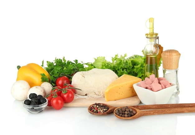 ingredients laid out on a wooden counter
